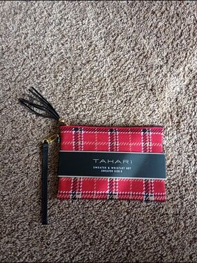 Tahari Red Plaid Wristlet Clutch